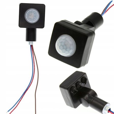 PIR Rörelsesensor 230V 20Mm – Justerbar Räckvidd | 100W Max | Svart | för Automatisk Belysning