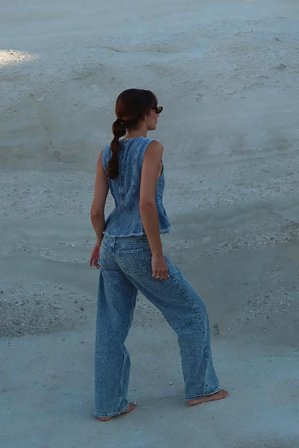 NA-KD Jean structuré - Jeans taille mi-haute - Bleu - EU 40