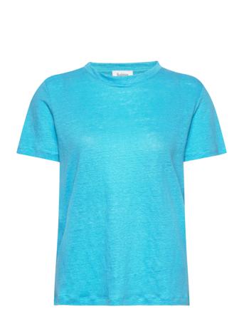 Rodebjer Ninja Linen T-shirts & Tops Short-sleeved Blå RODEBJER*Betinget Tilbud