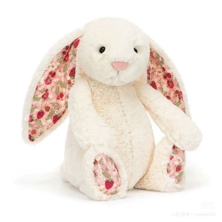 Jellycat Blossom Bunny Cherry Plysch, Medium 31 cm, Vit Mjuk Kaninleksak, Söt Påskpresent