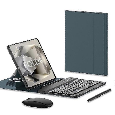 til Samsung Galaxy Z Fold 6 Tastatur og Mus, Opgraderet Bærbar Magnetisk Bluetooth Tastatur med Læderetui og Kapacitiv Pen - Perfekt