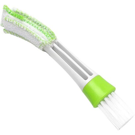 2-i-1 ventilatorrenser og stiv børste renser hurtigt og forsigtigt interiørlister og ventilationsåbninger