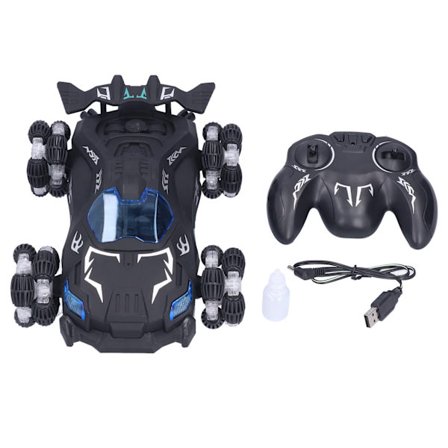 Fjernstyrt bil 360° Enkel Drift 1:12 Kule frontlykter Slitesterk støtsikker RC-bil for barn Svart