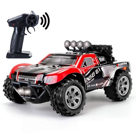 1:18 Højhastigheds Big Foot Off-Road Fjernstyret Bil 2.4G Kort Lastbil Racing Klatrebil med Lys til Børn
