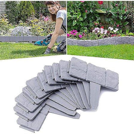 10 stk hagekant, hageplenkant gjerdekant grå plast hageplenkanter palisadestein