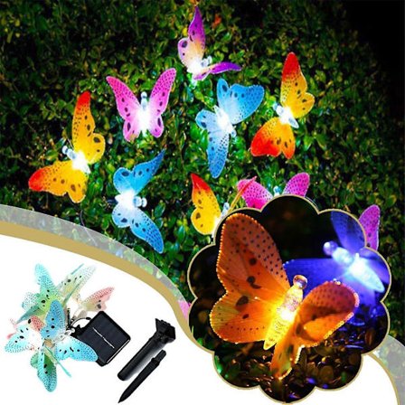 Solcellsfiberfjärilsljussträng Dekorativ belysning för innergården