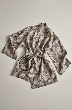 Jotex - Lyhyt Kimono Pellavasta Harmaa Harmaa - CARA - Osta Aamutakit Jotex