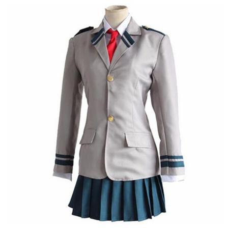 Anime Boku No Hero Academia Midoriya Izuku Bakugou Katsuki Grey My Hero Academia OCHACO URARAKA Skoluniform Cosplay Kostymer Girl No Shirt XXL