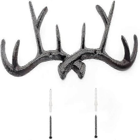 Krok med hjortegevir, 34 cm vintage brun. Krok med hjortegevir har sterk bæreevne, for oppheng av gjenstander på balkongen og soveromsvegger