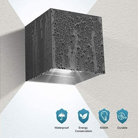 Innendørs/utendørs vegglampe 12W 6000K utendørs vegglamper justerbar