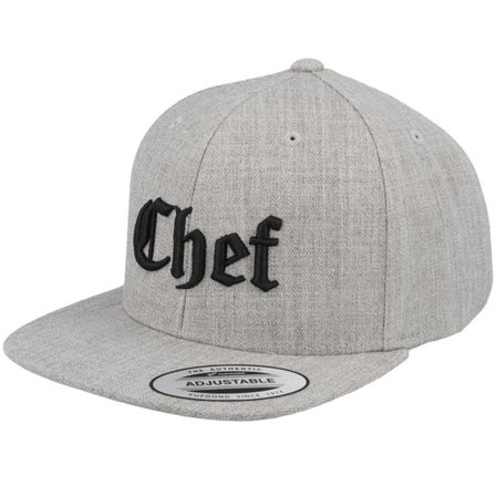 Kiddo Cap - Grå snapback Keps - Kids Chef Old English 3d Heather Grey Snapback @ Hatstore