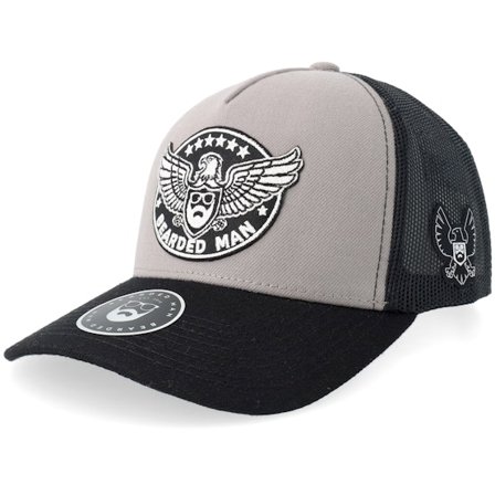 Bearded Man - Grey trucker Czapka Z Daszkiem - Eagle Logo Light Grey/Black A-frame Trucker @ Hatstore