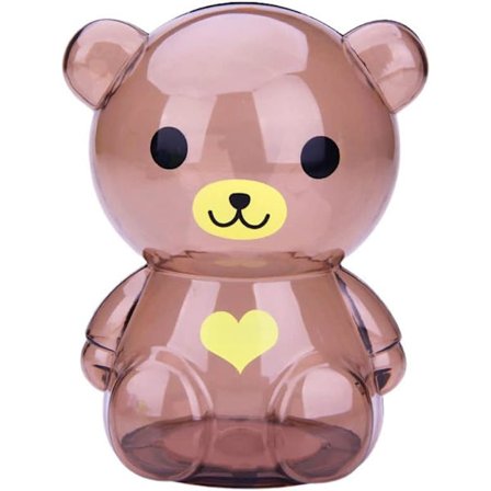 Läpinäkyvä säästöpossu lapsille, söpö sarjakuva, karhu/possun muotoilu, johon mahtuu kolikoita/seteleitä, lahja syntymäpäiväksi/kouluun 