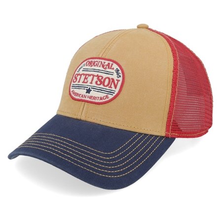 Stetson - Beige trucker Cap - Baseball Vintage Ochre/Navy/Red Trucker @ Hatstore
