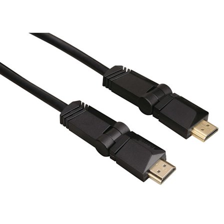Kabel HDMI Ethernet Roterande Guld Svart 3m