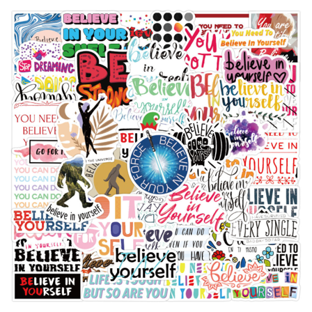 50 st. Upprepa inte Zhang Inspirerande kort mening Graffiti-klistermärken Vattentät Bagage Notebook-klistermärken Believe in yourself-50PCs