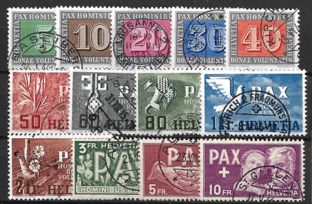 Schweiz 1945 - AFA 449 - 461 - Stemplet