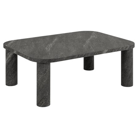 Solano Couchtisch, 100x75x36cm in Dunkelgrau, moderner Wohnzimmertisch in Steinoptik mit markanten Zylinderbeinen und abgerundeten Ecken.