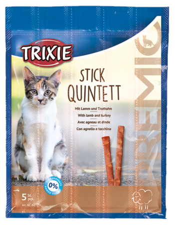 Trixie - Premio Stick Quintett Lam & Kalkun 5 x 5 g - Katt - Kattegodteri & kattegress - Belønningsgodbiter katt - ZOO.no