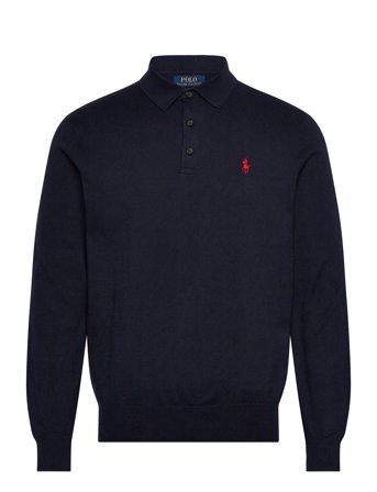 Polo Ralph Lauren Cotton Polo-Collar Sweater - Navy - XL