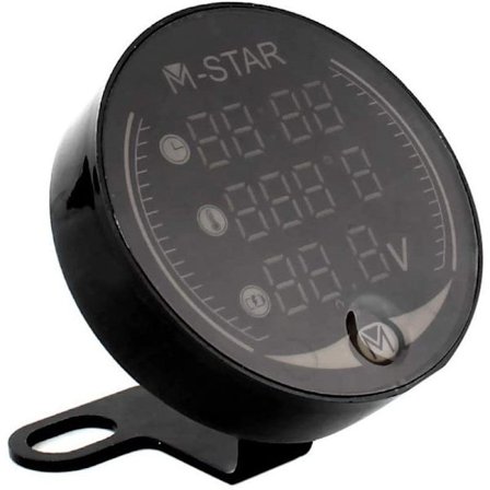 3 i 1 Voltmeter, Entweg 3 i 1 Motorcykel ATV Voltmeter + Elektronisk Ur +