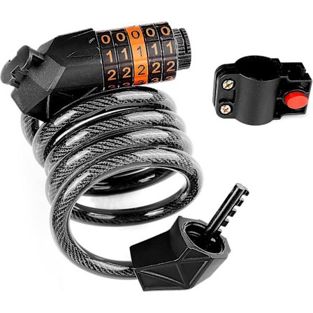 Cykellås, Cykellås Lang 125cm x 12mm Kabel Lås med 5 Cifret Smart Kode Cykellås Høj Sikkerhedsniveau til Cykel Tricykel Scooter Cykellås