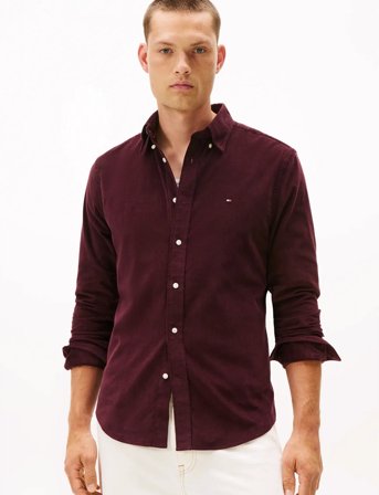 Tommy Hilfiger Solid Corduroy Rf Shirt - Burgundy - XXXL