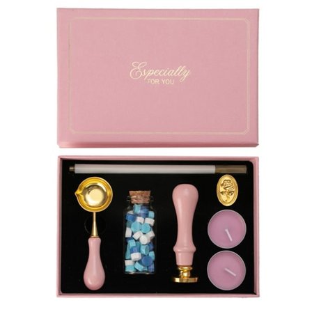 Vintage Brannmaling Voks Stempelsett med voks stempel skje liten rund voks sett null - I