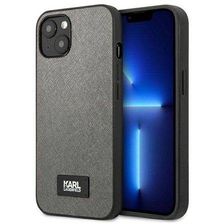 Karl Lagerfeld KLHCP13SSFMP2DG iPhone 13 mini 5,4 "kovakotelo hopea / hopea Saffiano plaketti