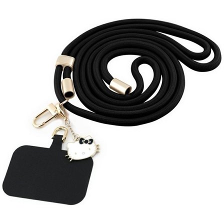 Hello Kitty Patch & Kitty Head Charm Universal telefonbånd - svart