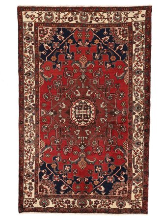 135X210 Tapis D'orient Hamadan Noir/Rouge Foncé (Laine, Perse/Iran)