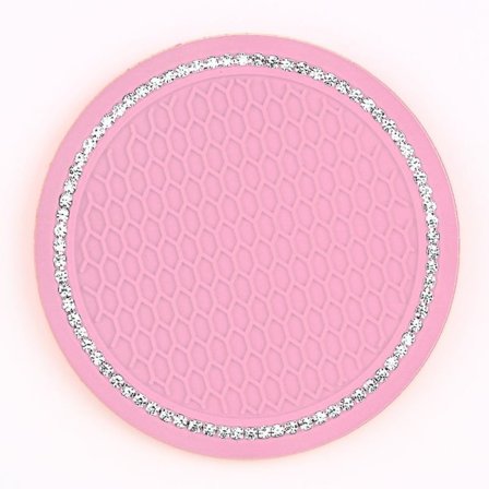 360 graders roterande bilmugghållare multifunktionell dubbelfäste biltillbehör halkskydd rosa