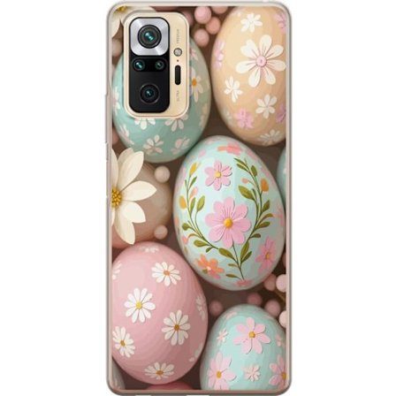 Kompatibel Mobilcover til Xiaomi Redmi Note 10 Pro Pastelfarvede påskeæg med håndmalede blomster og forårsstemning i en blød dekorativ kompositio