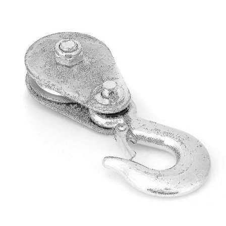 Enkelt hjul trisseblok i høj trækstyrke stål løftetov trisseblok med krog enkelt trisseblok til husholdningsskier kabelglider (1 ton)