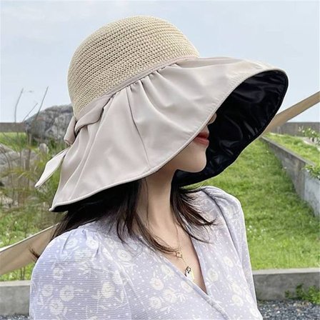 Anti-UV Bucket Hat Bred brättad strandsolhatt - high quality