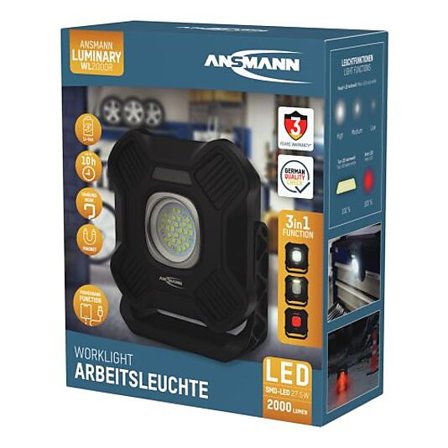 ANSMANN Arbeidslampe 2000lumen oppladbar med flere lystemperaturer