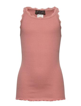 Silk Top W/ Lace T-shirts Sleeveless Rosa Rosemunde Kids*Betinget Tilbud