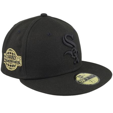 New Era - MLB Schwarz fitted Cap - Chicago White Sox Midnight Luxe 59FIFTY O5 Black/Black/Gold Fitted @ Hatstore