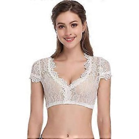 2023 NYHET Dame Dirndl Bluse Hvit Blonde Elegant Dirndl Bluse Kostyme Bluse Blonde og Bomull Dirndl Bluse Oktoberfest(XL Hvit)