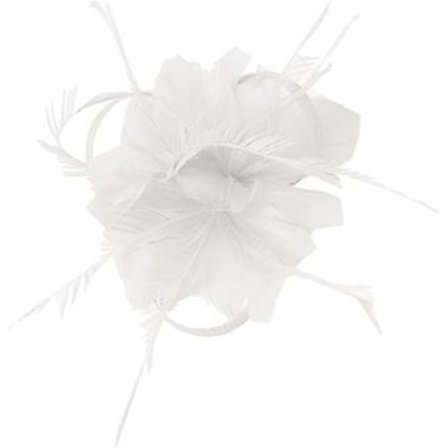 Fascinatorer til Kvinder Bryllups Fascinator Hat Blomst Mesh Fjer Pandebånd QB-Hvid