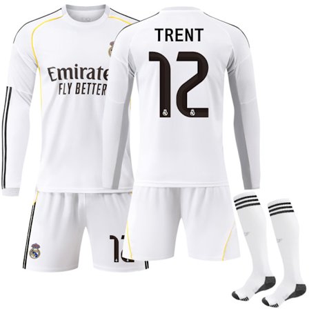 25-26 Real Madrid Koti Lasten Aikuisten Pitkähihainen Jalkapallopaita Nro. 12 TRENT