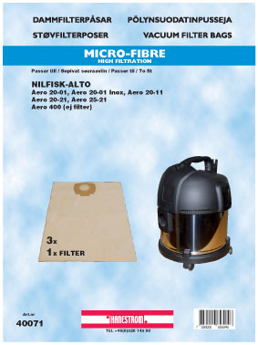 HANESTRÖM Dammsugarpåsar Hanestrom Nilfisk-Alto Aero 3P