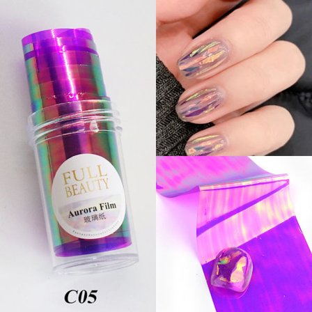 Nageldekorationer för Nail Art Aurora Paper Ins Magic Color Flaska Glaspapper Buttled Aurora paper-C02