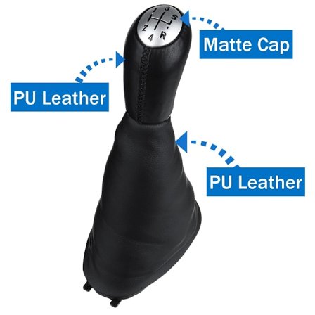 5-växlad manuell bilväxelspaksknopp med damask för Renault Clio 2 II Clio 3 III Megane 2 II Scenic 2 II Kangoo Läder - 5-växlad svart