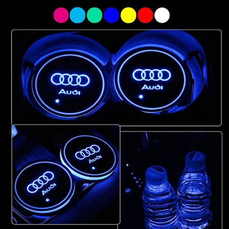 2X Med Audi logo Led bottenplatta till mugghållare