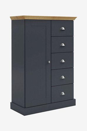 Loft24 - Motala Kommode med 1 dør 5 skuffer - Hvit - Skap - Fra Homeroom