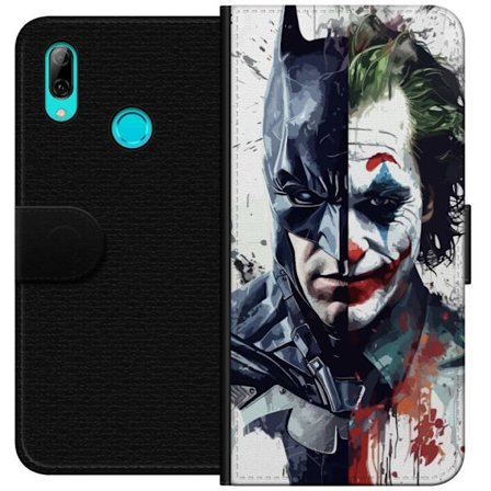 Yhteensopiva Lompakkokotelo Huawei Huawei P smart 2019 Jakettu muotokuva Batmanista ja Jokerista dramaattisessa kuvituksessa, kuvankaunis supersankari