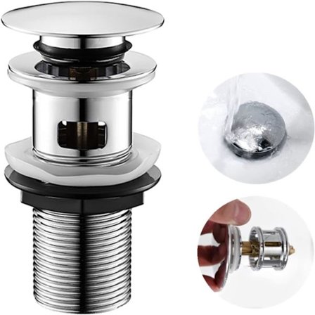 Vaskesluk med overløp, Pop-up ventil vaskesluk, Svart baderom vaskesluk, Universal vaskesluk (krom)