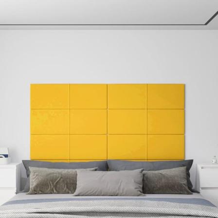 Vidaxl Väggpaneler 12 St Gul 90x30 Cm Sammet 3,24 M² Gul