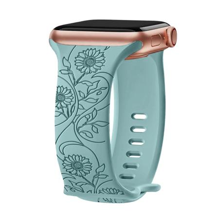 Rem för Apple Watch Band 44 mm 42 mm 41 mm 40 mm 45 mm 49 mm 44 mm Blomgraverat armband correa iwatch series 9 7 SE 6 8 Ultra 2 Sunflower Cactus 38mm-